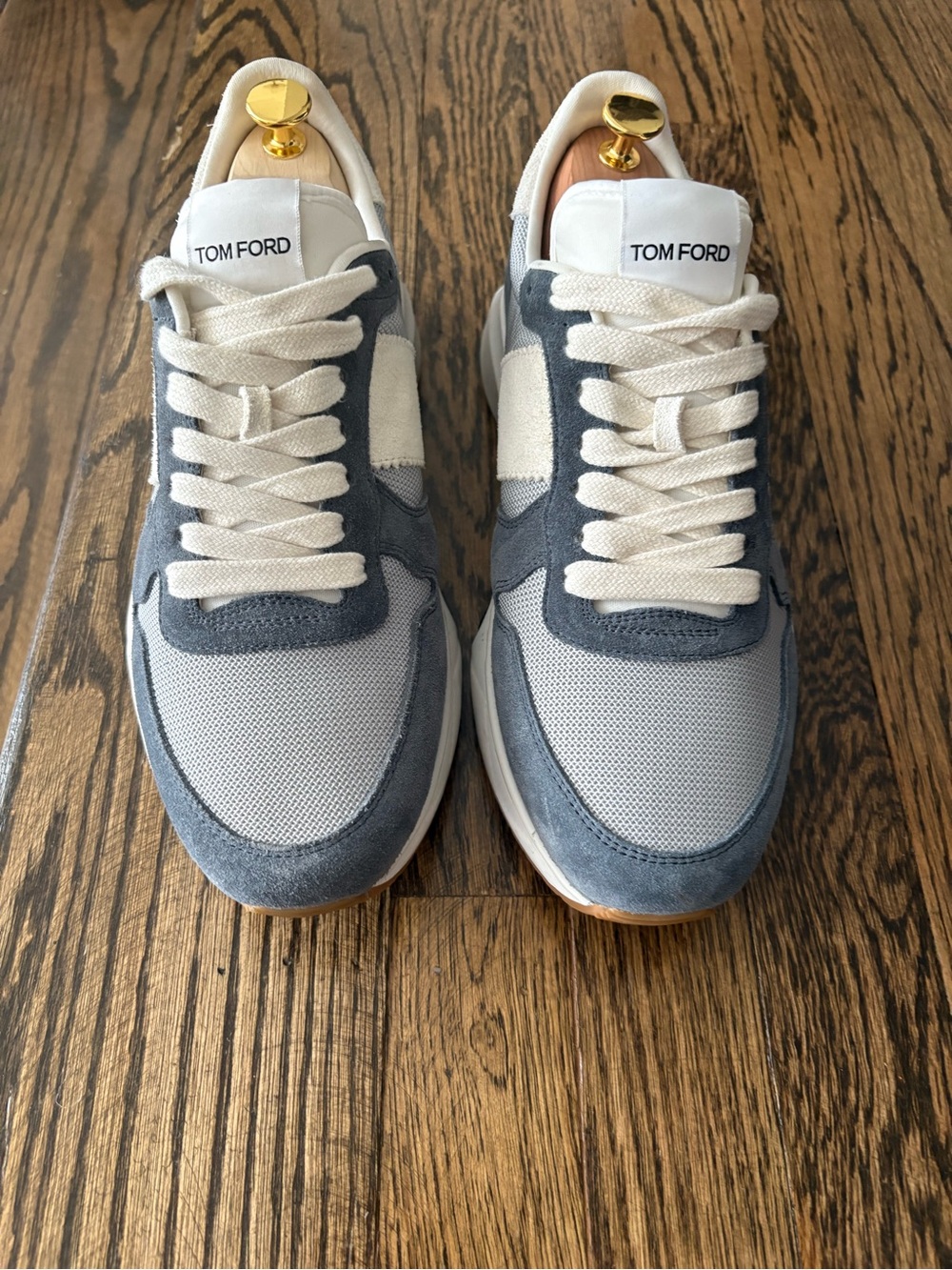 Tom Ford Men's Jaffa Blue and White Sneakers